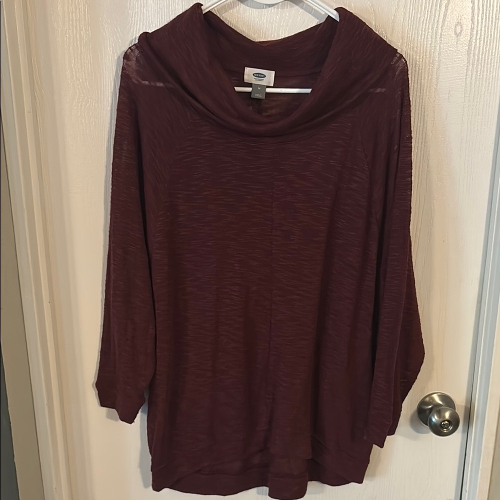 Old Navy Red Cowl Neck Sweater with Long Sleeves and Soft Knit Fabric